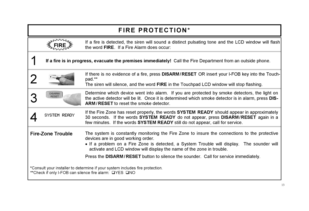 Napco Security Technologies F-64TPBR manual Fire Protection 