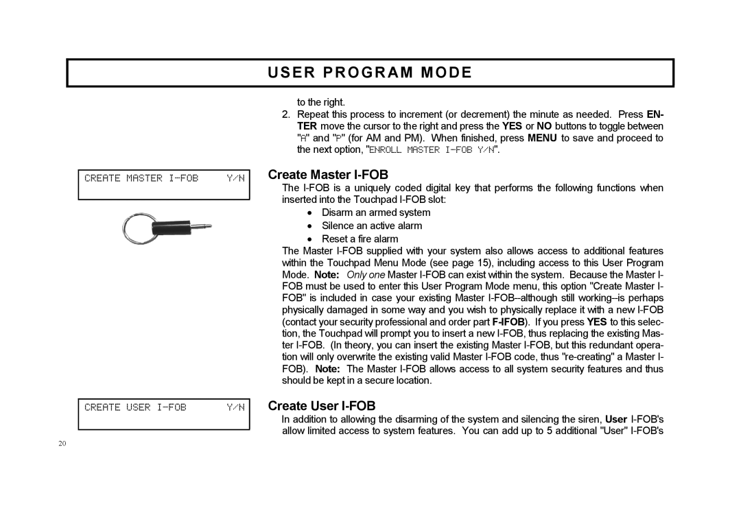 Napco Security Technologies F-64TPBR manual Create Master I-FOB 