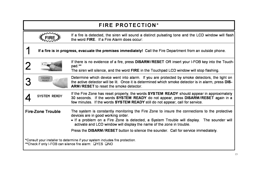 Napco Security Technologies F-64TPBR manual Fire Protection, System Ready 