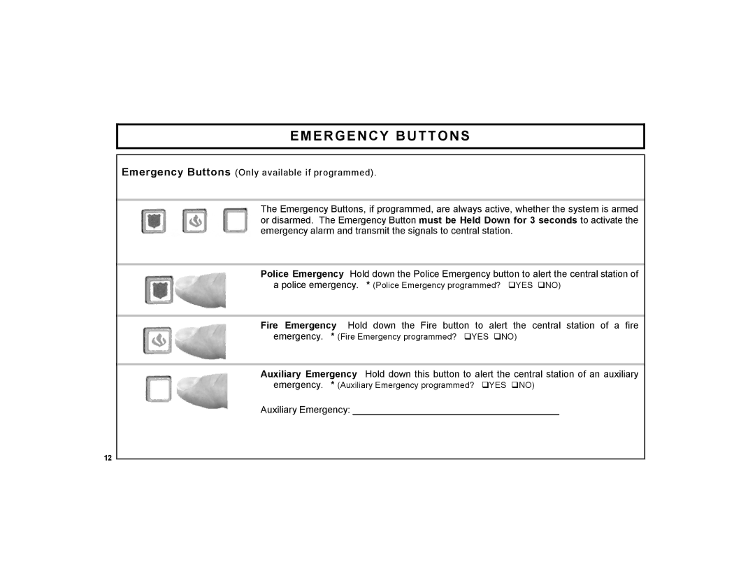 Napco Security Technologies F-TPG manual Emergency Buttons 