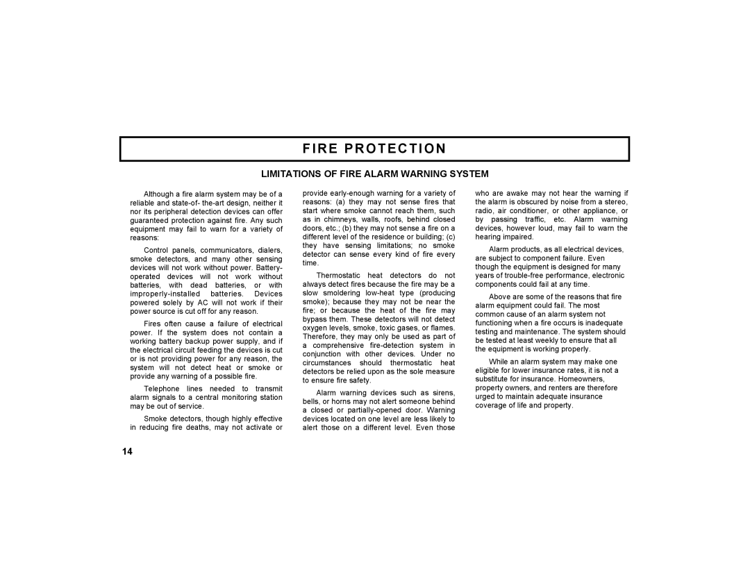 Napco Security Technologies GEM-DXRP1 manual Limitations of Fire Alarm Warning System 