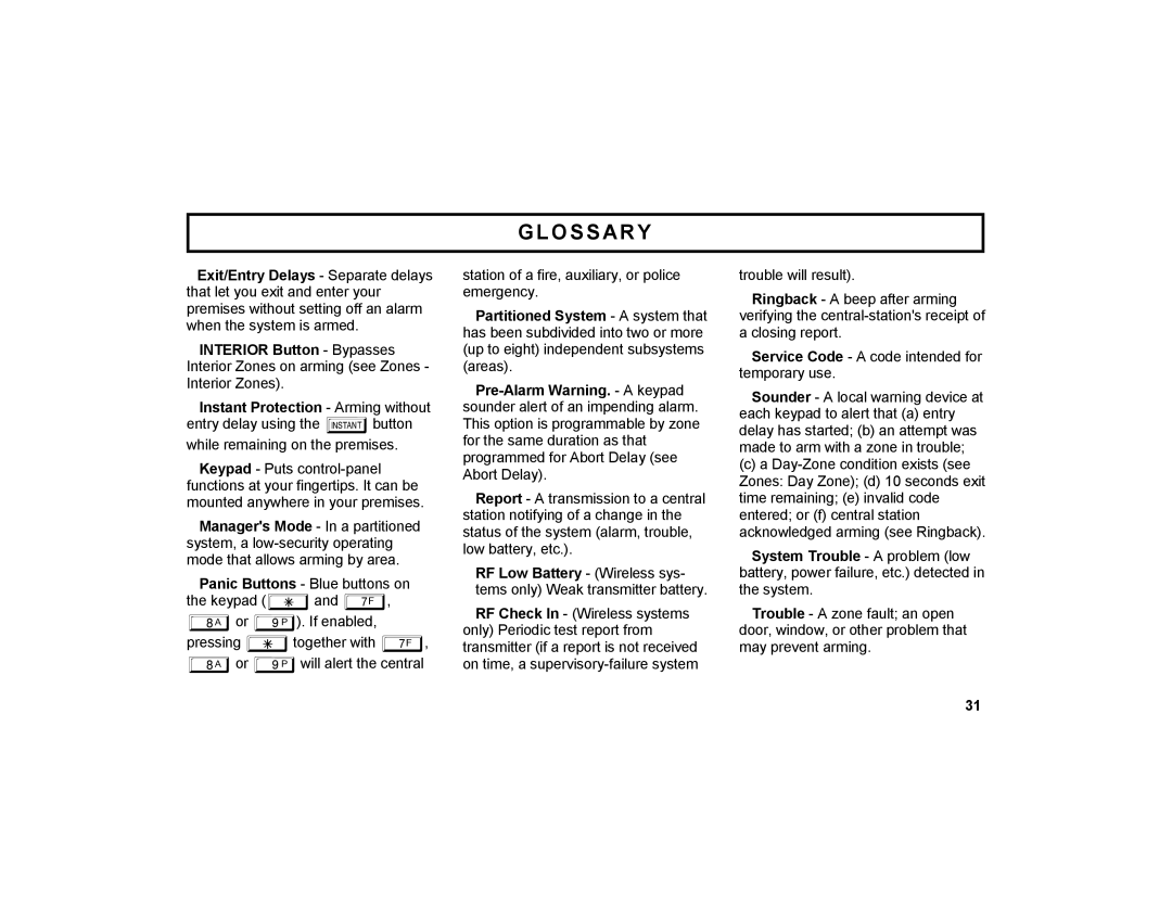 Napco Security Technologies GEM-DXRP1 manual Glossary 