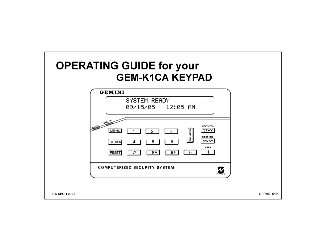 Napco Security Technologies GEM-K1CA manual 5 6 Q, 8 9 0 G 