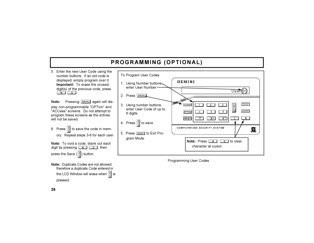 Napco Security Technologies GEM-K2AS manual User 