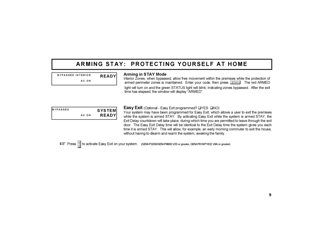 Napco Security Technologies GEM-K2AS manual Arming Stay Protecting Yourself AT Home, Arming in Stay Mode, System 