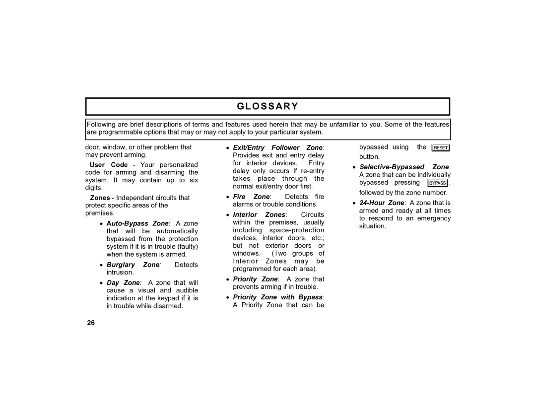 Napco Security Technologies GEM-K4RF manual Priority Zone with Bypass a Priority Zone that can be 