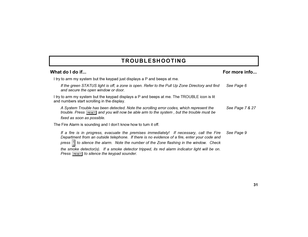 Napco Security Technologies GEM-K4RF manual Troubleshooting, What do I do if For more info 