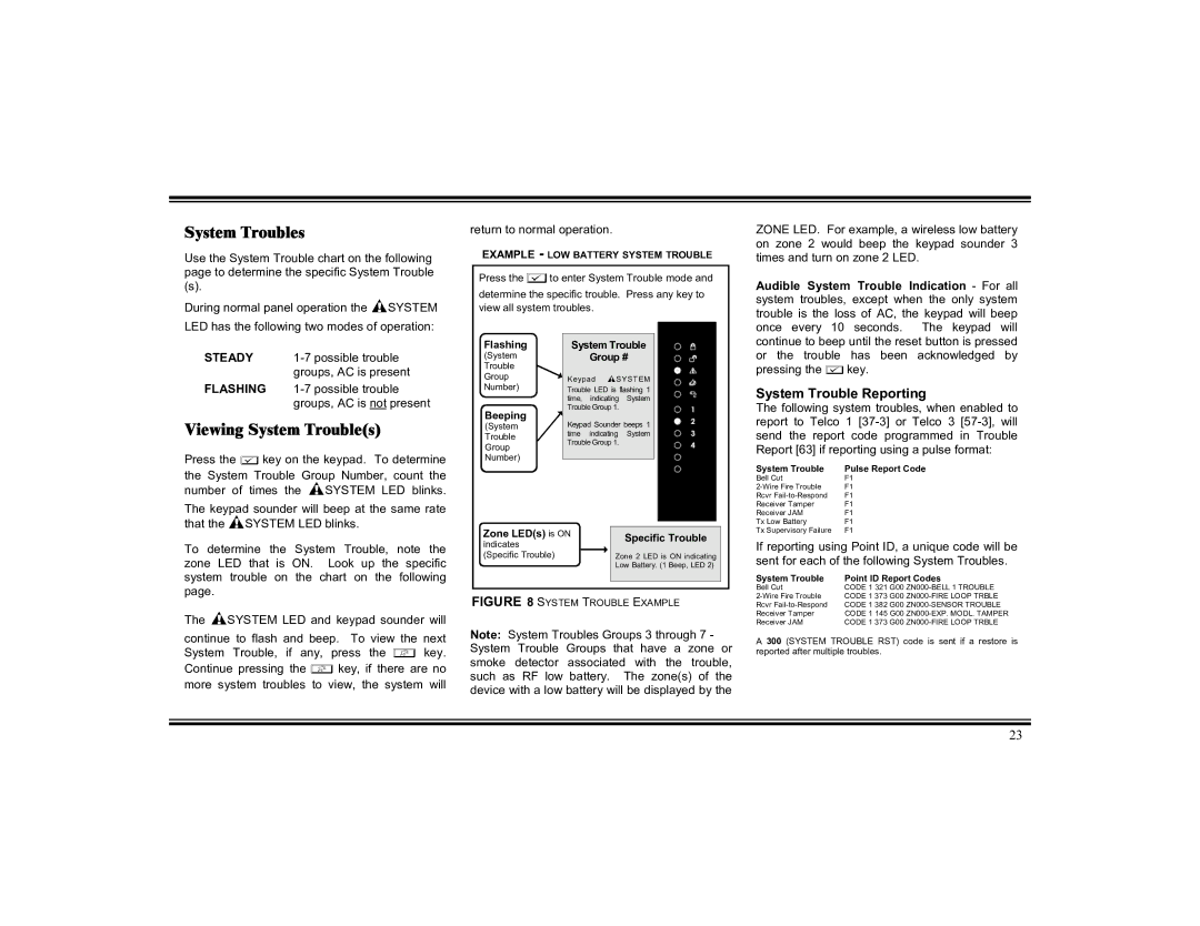 Napco Security Technologies XP-400 installation instructions Viewing System Troubles, System Trouble Reporting 