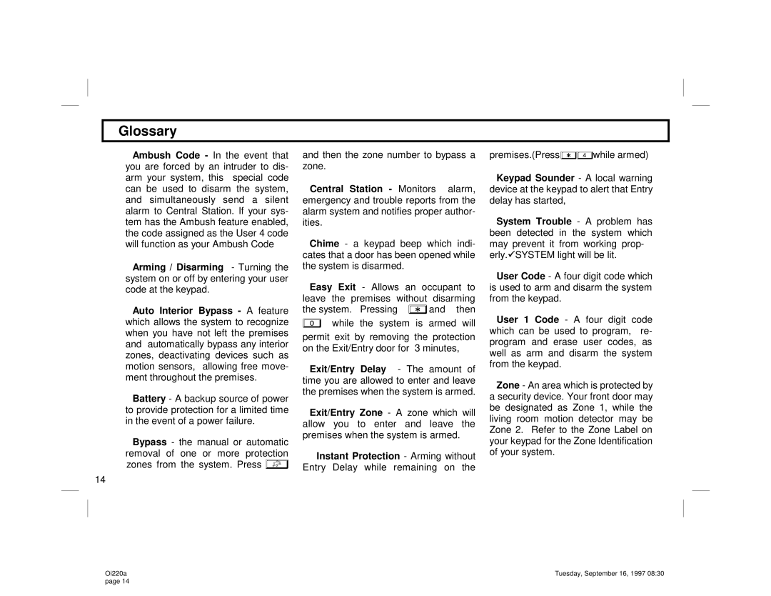 Napco Security Technologies XP-400 manual Glossary 