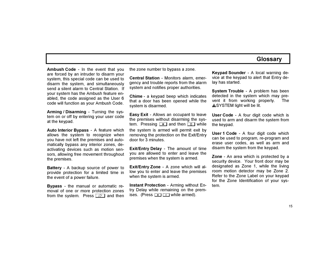 Napco Security Technologies XP-600 manual Glossary 