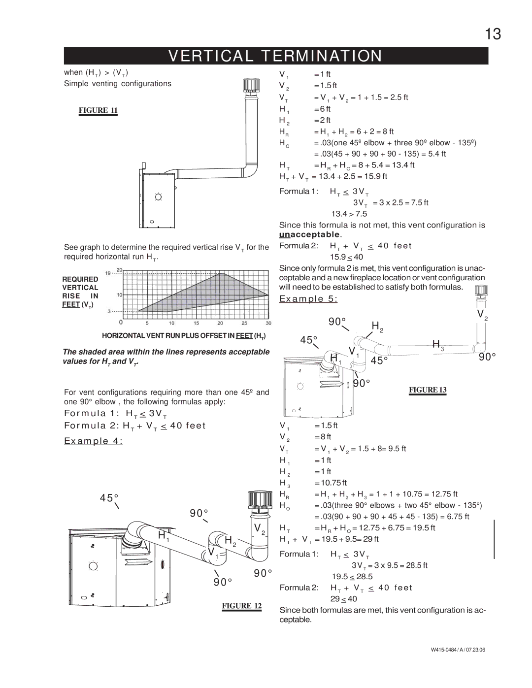 Napoleon Fireplaces B36DFN, B36DFP manual Formula 1 HT 3VT Formula 2 HT + VT 40 feet Example 