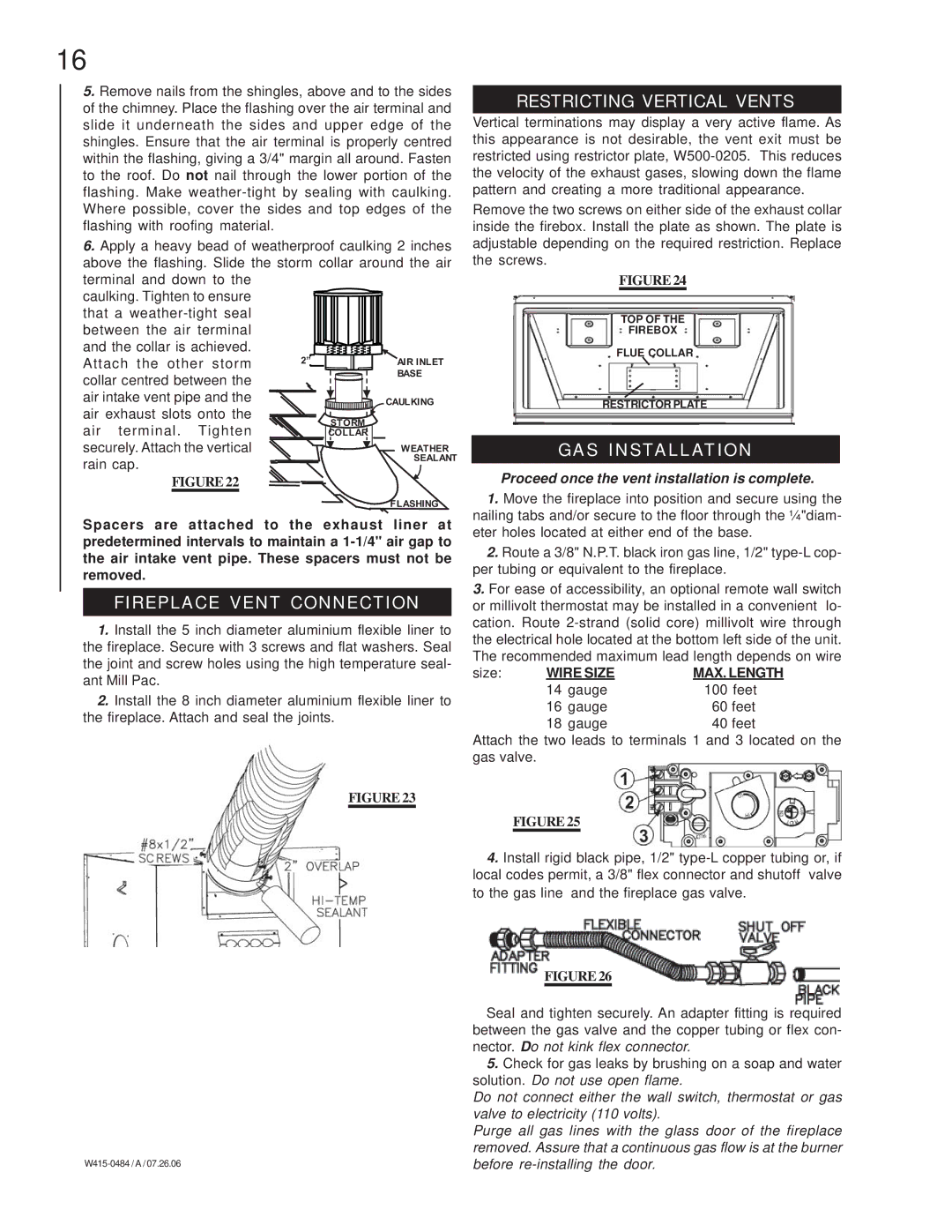 Napoleon Fireplaces B36DFP, B36DFN manual Restricting Vertical Vents, GAS Installation 