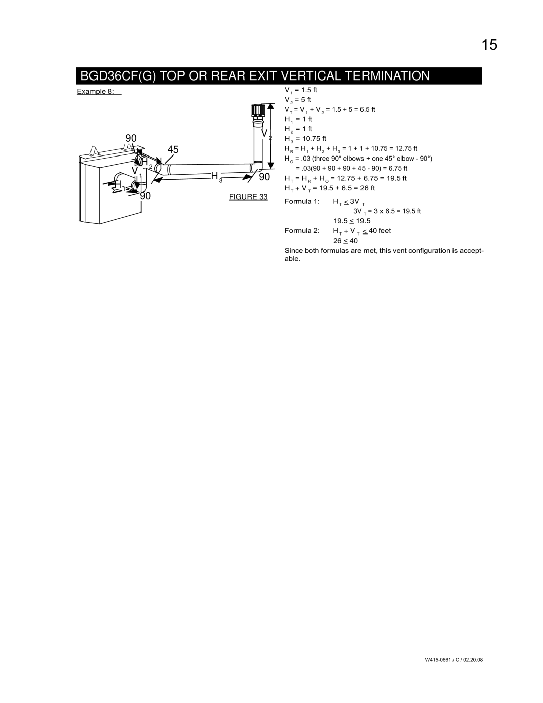 Napoleon Fireplaces BGD36CFGN, BGD42CFN, BGD36CFNTR manual BGD36CFG TOP or Rear Exit Vertical Termination 