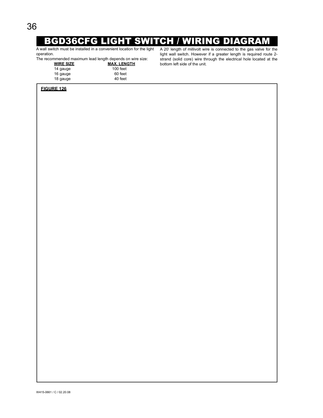 Napoleon Fireplaces BGD36CFGN, BGD42CFN, BGD36CFNTR manual BGD36CFG Light Switch / Wiring Diagram 