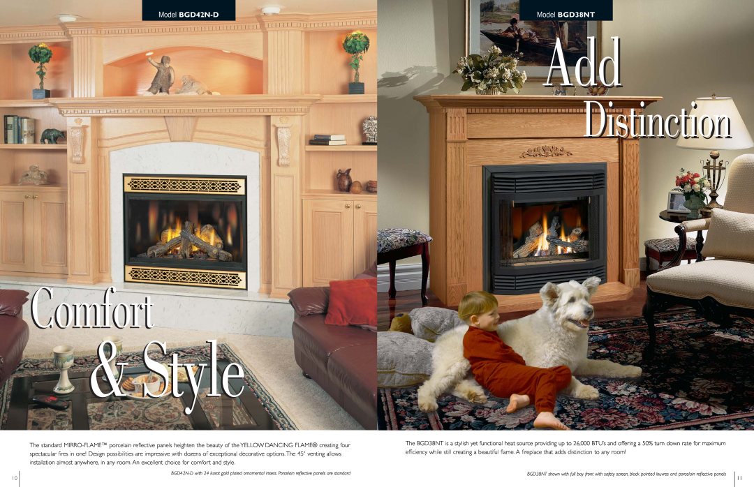 Napoleon Fireplaces manual Style, Comfort, Model BGD42N-D, Model BGD38NT, Distinction 