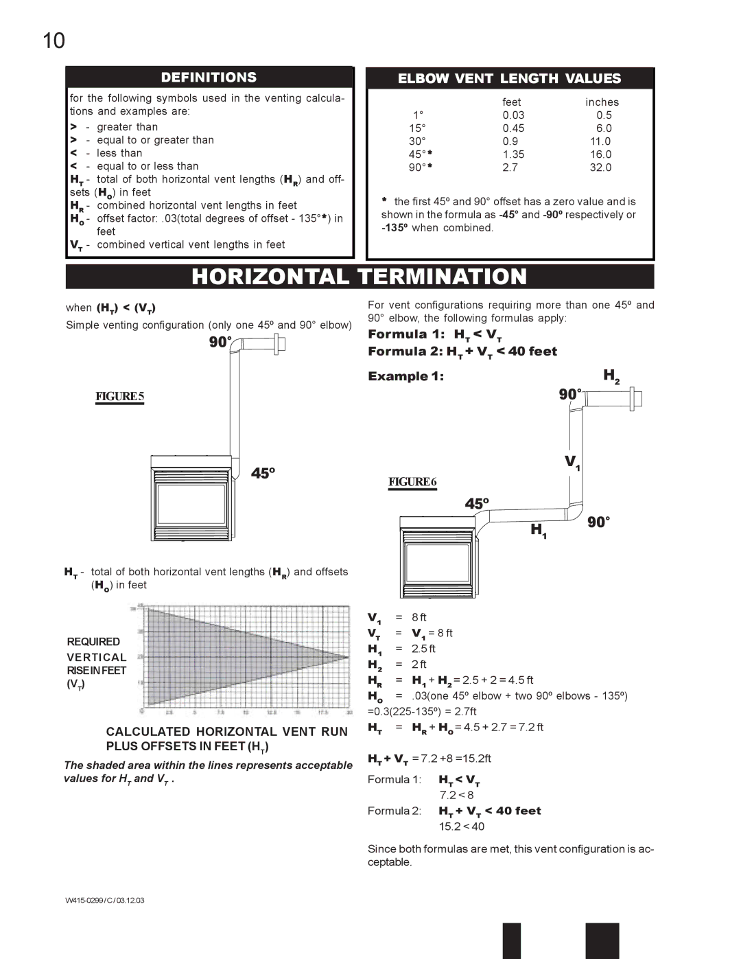 Napoleon Fireplaces BGD40-N, BGD40-P manual Horizontal Termination, Definitions Elbow Vent Length Values 