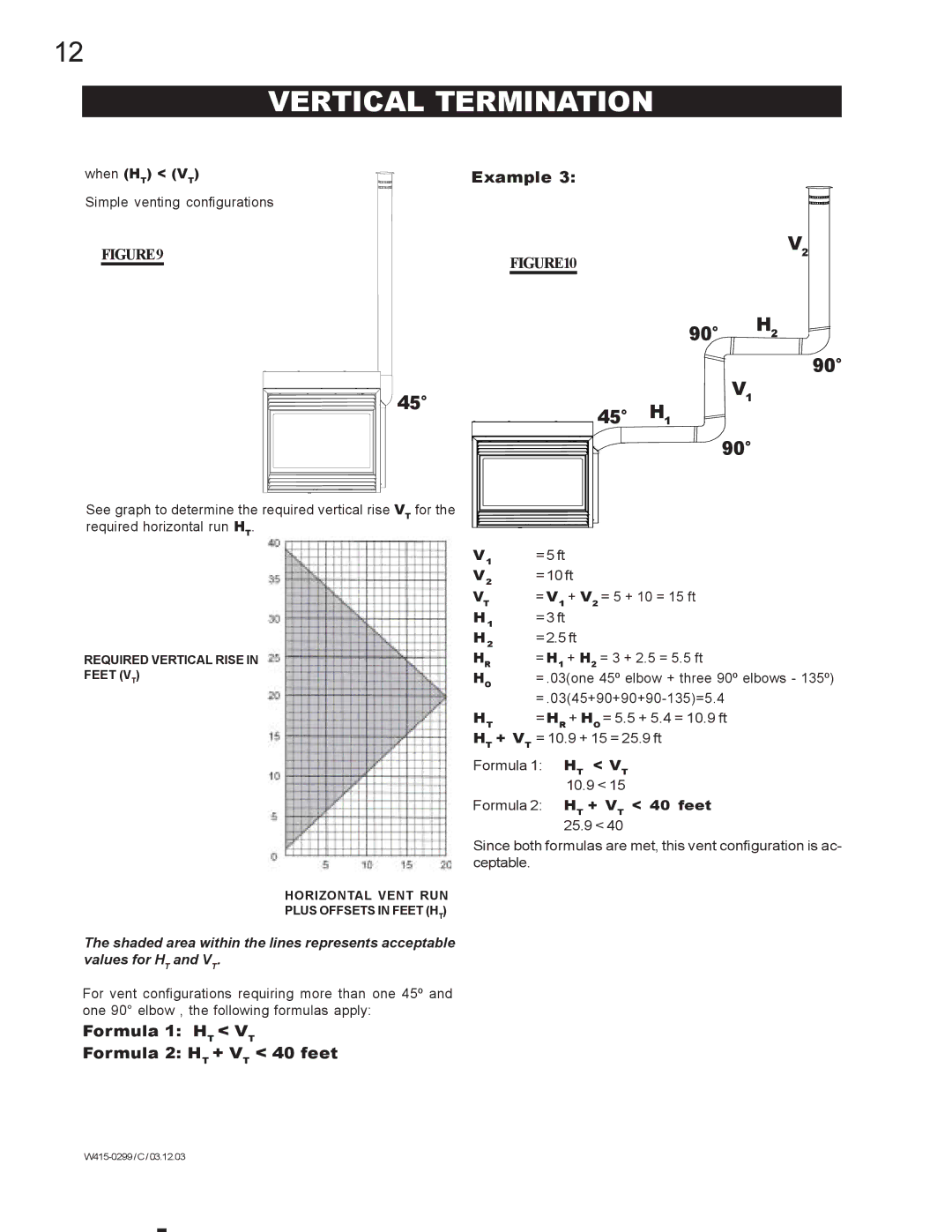 Napoleon Fireplaces BGD40-N, BGD40-P manual Vertical Termination, 90 H2 45 H1 