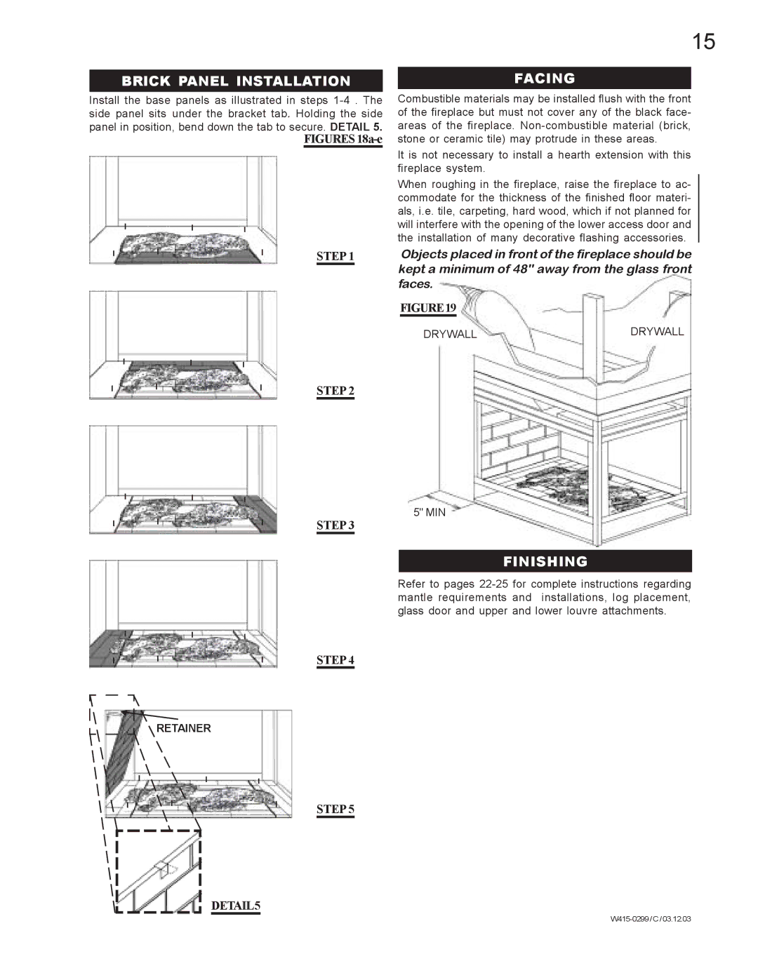 Napoleon Fireplaces BGD40-P, BGD40-N manual Brick Panel Installation, Facing, Finishing 