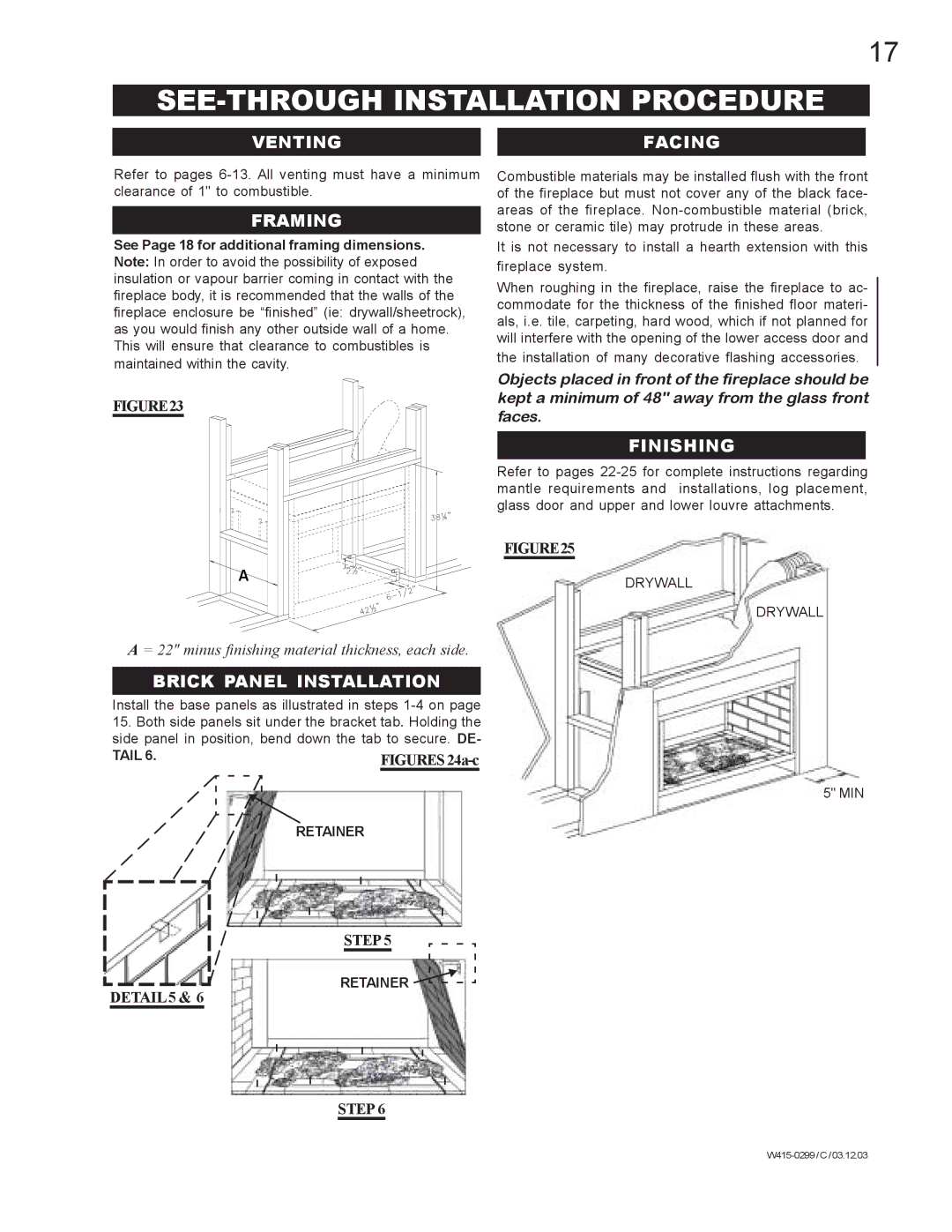 Napoleon Fireplaces BGD40-P, BGD40-N manual SEE-THROUGH Installation Procedure, Venting Facing 