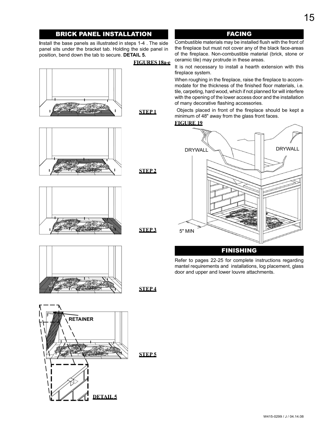 Napoleon Fireplaces BGD40-P, BGD40-N manual Brick Panel Installation Facing, Finishing 