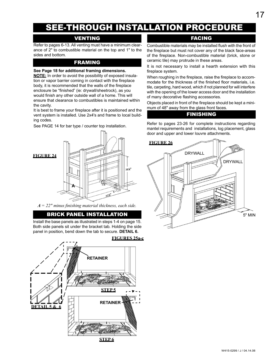 Napoleon Fireplaces BGD40-P, BGD40-N manual SEE-THROUGH Installation Procedure, Venting Facing 