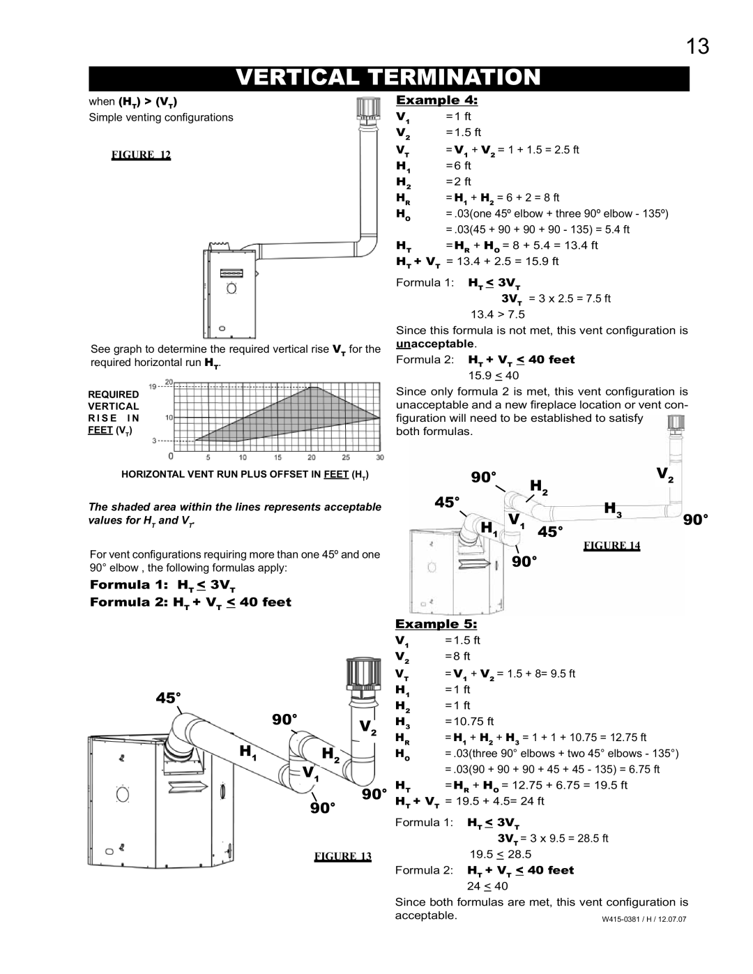 Napoleon Fireplaces BGP42, BGD42 manual Formula 1 HT 3VT Formula 2 HT + VT 40 feet 