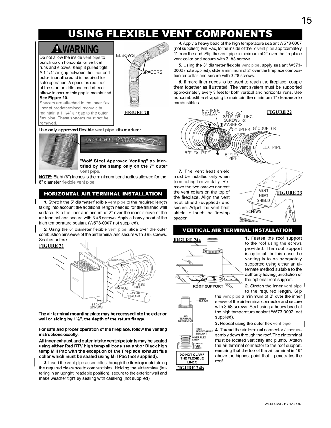 Napoleon Fireplaces BGP42, BGD42 manual Using Flexible Vent Components, See Figure 