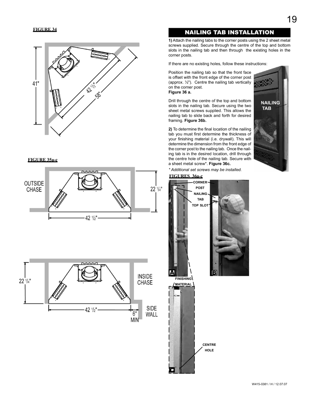 Napoleon Fireplaces BGP42, BGD42 manual Nailing TAB Installation, Tab 