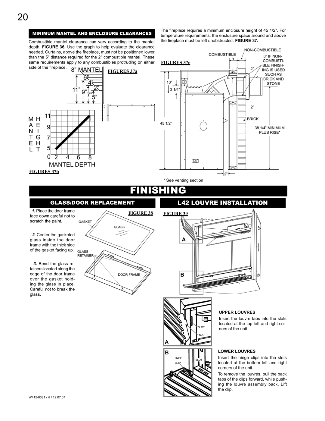 Napoleon Fireplaces BGD42, BGP42 manual Finishing, L42 Louvre Installation 