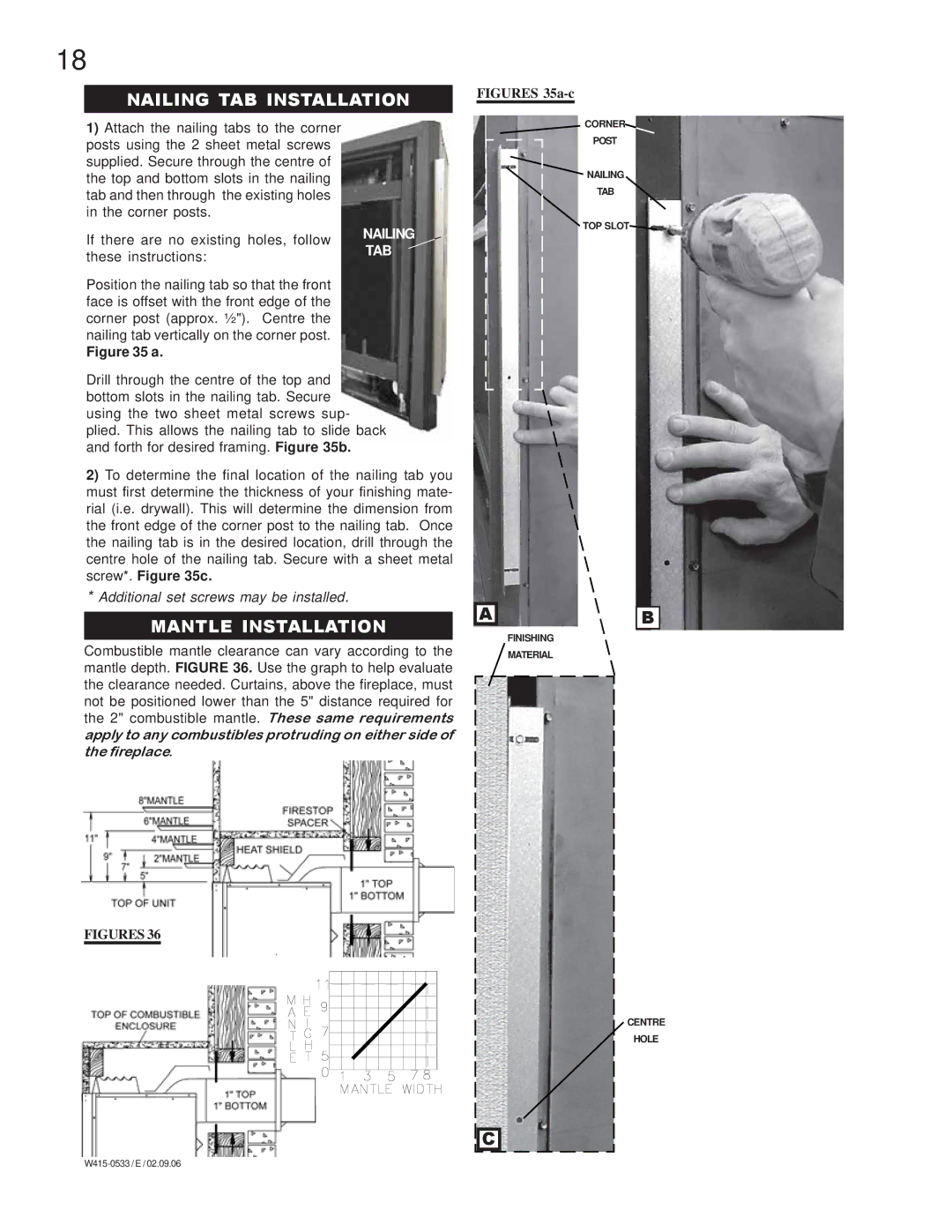 Napoleon Fireplaces BGD42N, BGD42P manual Nailing TAB Installation, Mantle Installation 