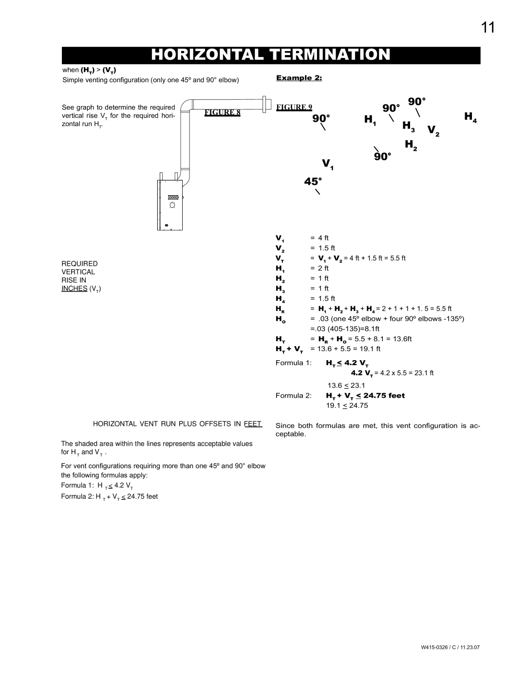 Napoleon Fireplaces BGD48P, BGD48N manual Formula 1 HT 4.2 VT Formula 2 HT + VT 24.75 feet 