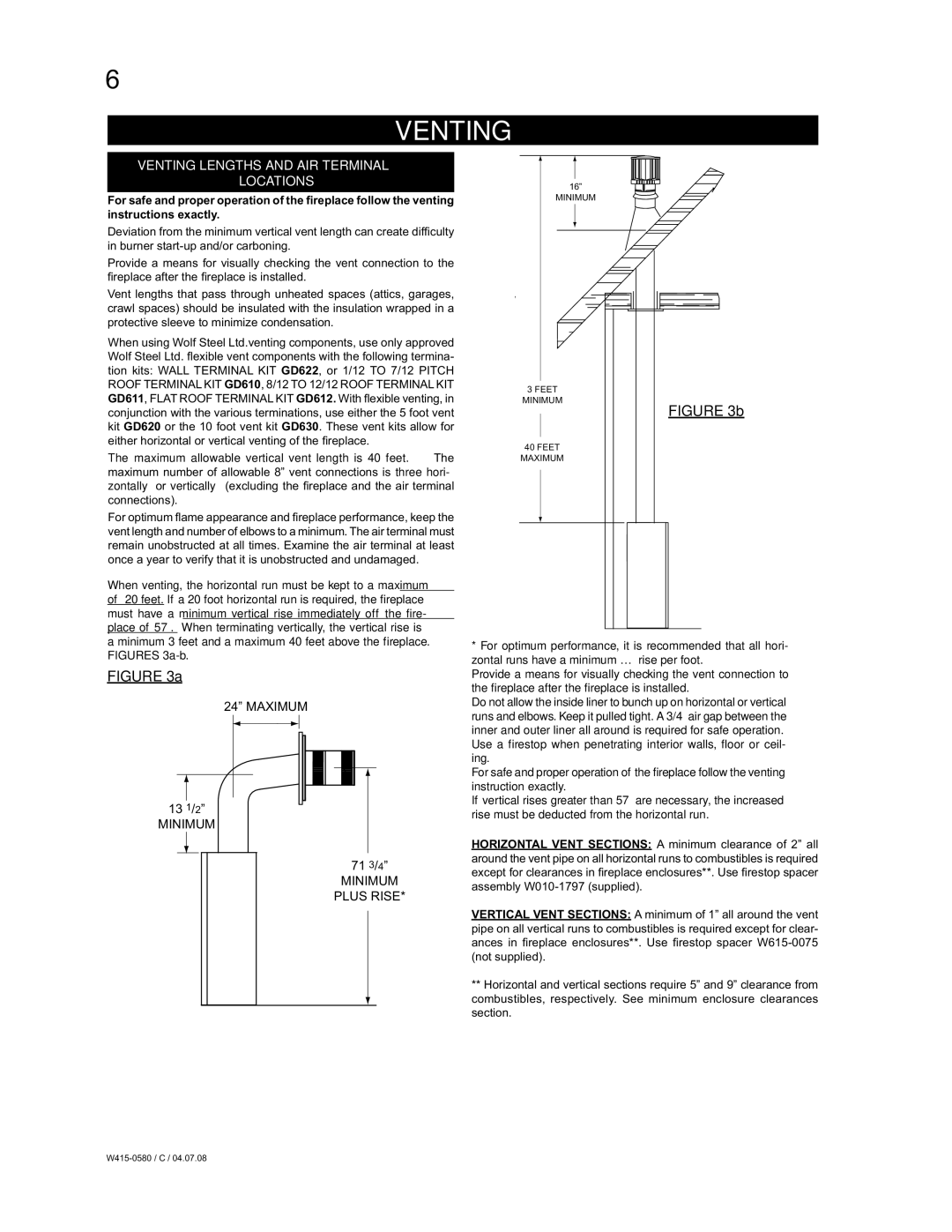 Napoleon Fireplaces BGD90PT, BGD90NT manual Venting Lengths and AIR Terminal Locations 