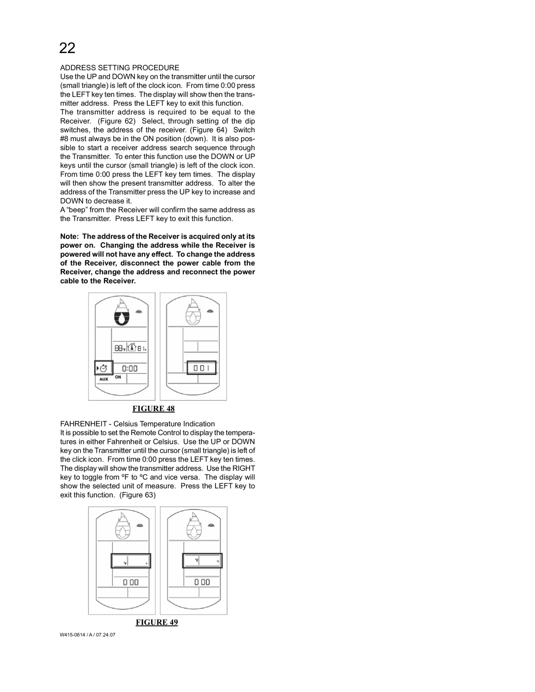 Napoleon Fireplaces BGD90PT, BGD90NT manual Address Setting Procedure 