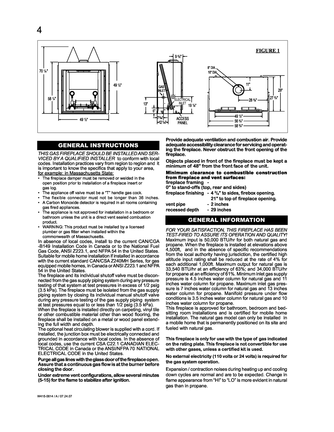 Napoleon Fireplaces BGD90PT, BGD90NT manual General Instructions, General Information 