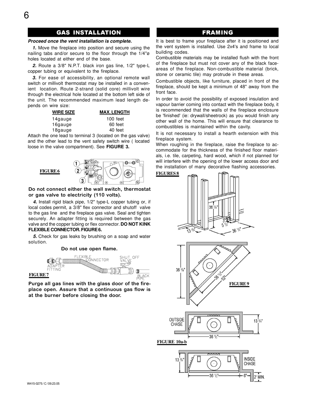 Napoleon Fireplaces BGNV36N, BGNV36P manual GAS Installation Framing, Proceed once the vent installation is complete 