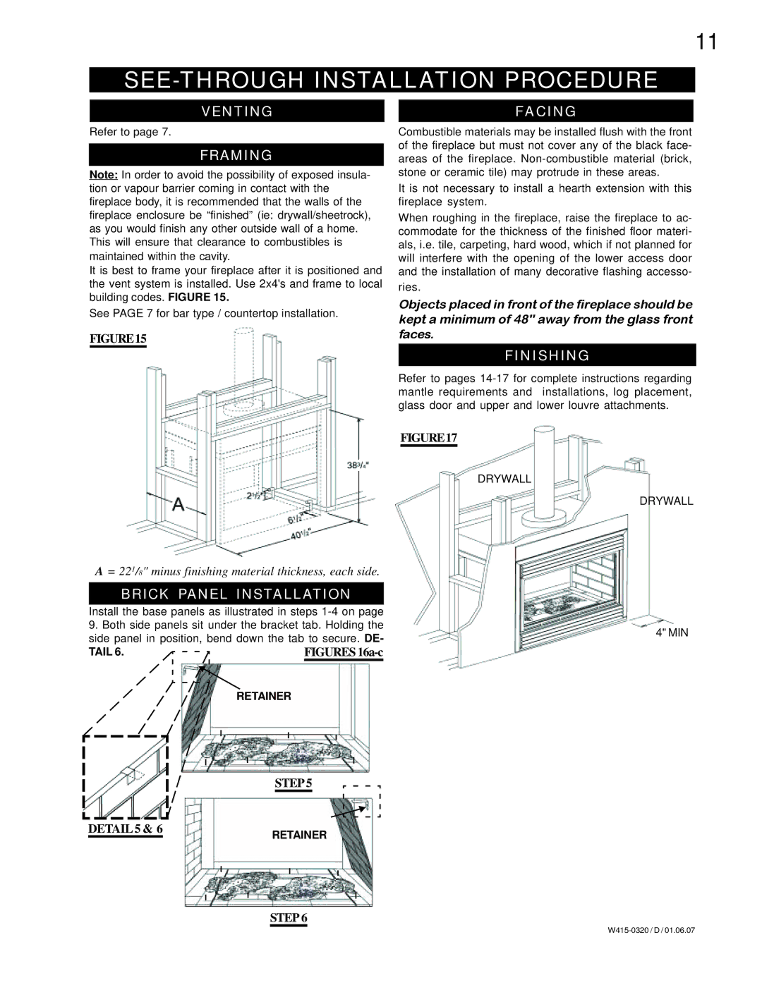 Napoleon Fireplaces BGNV40-N, BGNV40-P manual SEE-THROUGH Installation Procedure, FIGURES16a-c 