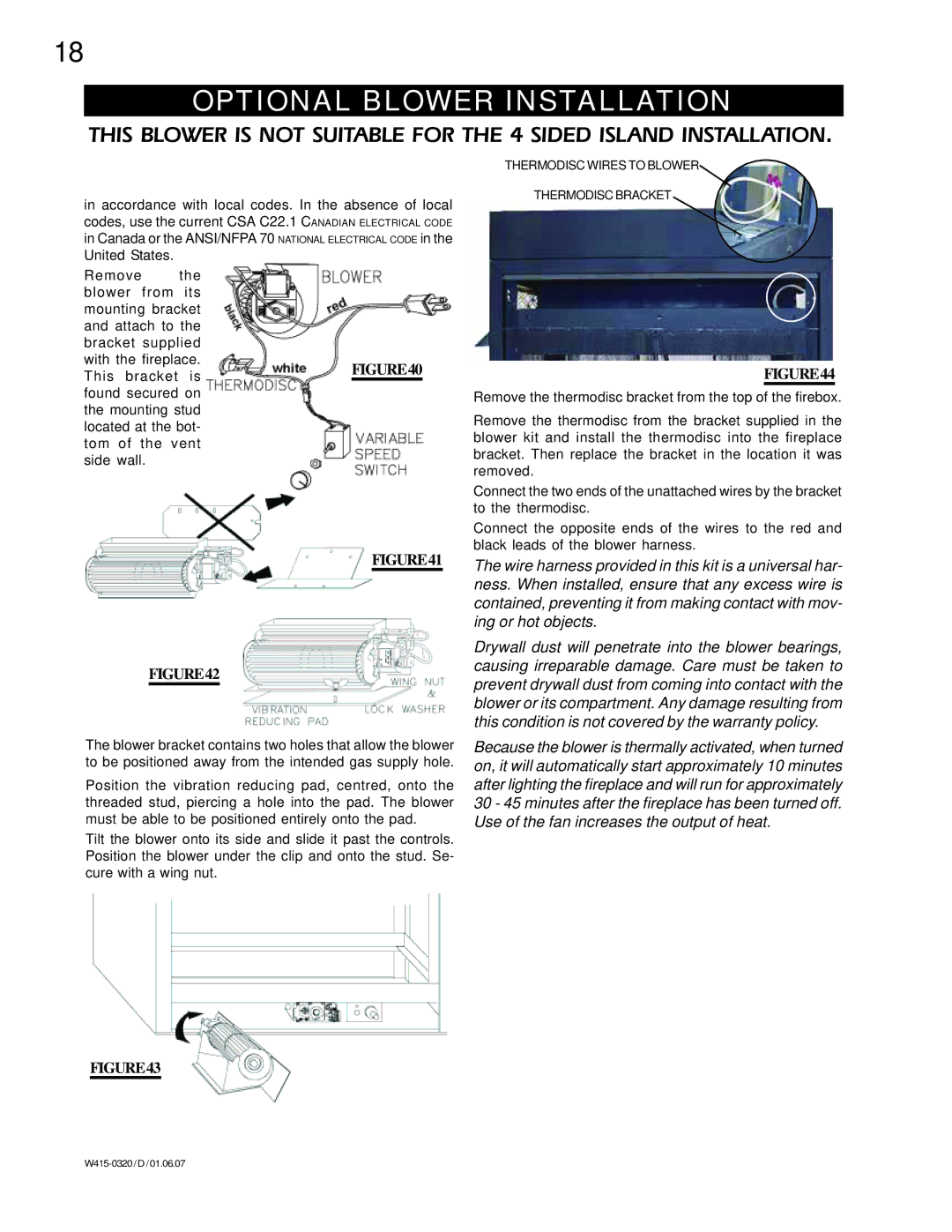 Napoleon Fireplaces BGNV40-P, BGNV40-N manual Optional Blower Installation 