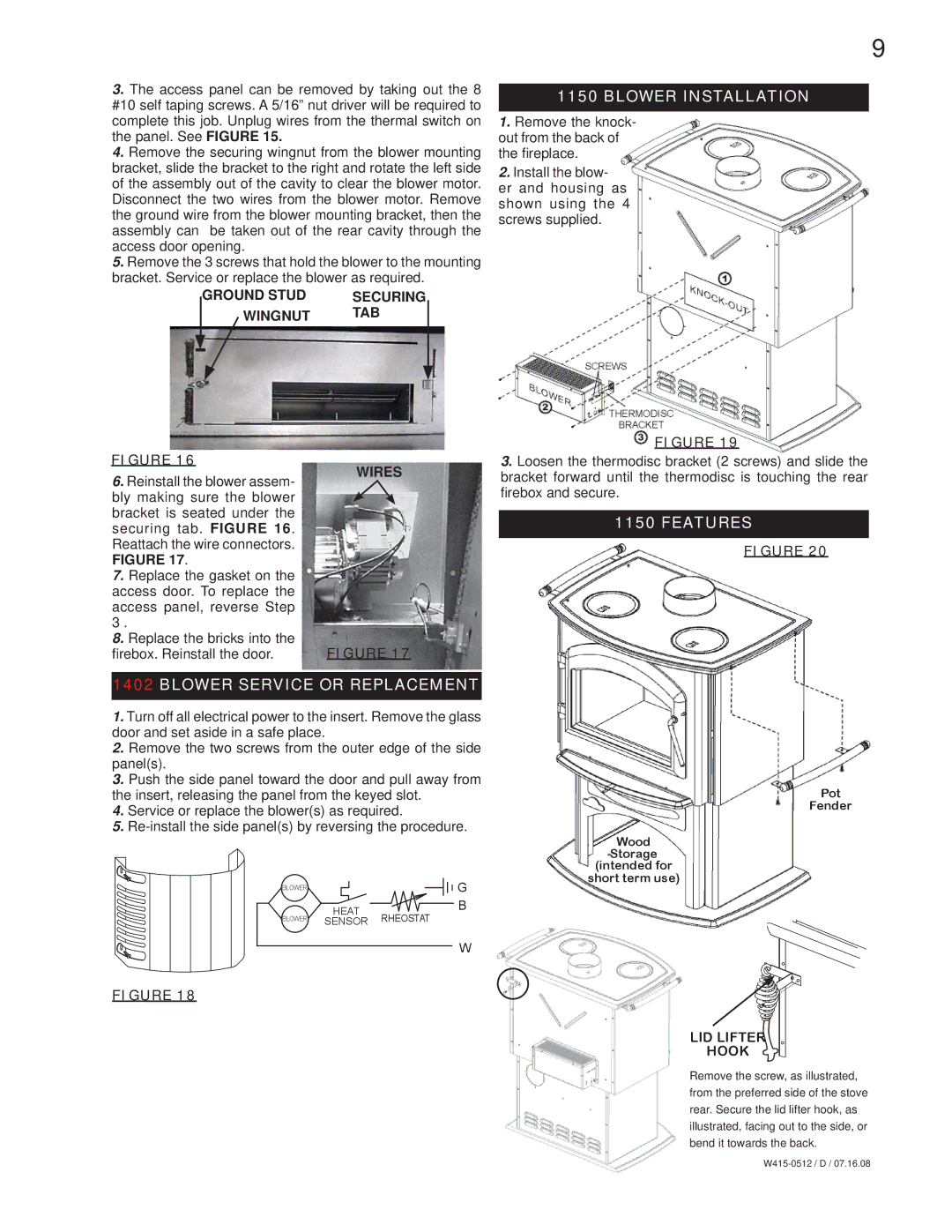 Napoleon Fireplaces EPA 1450 Blower Installation, Features Blower Service or Replacement, Ground Stud Securing Wingnut TAB 