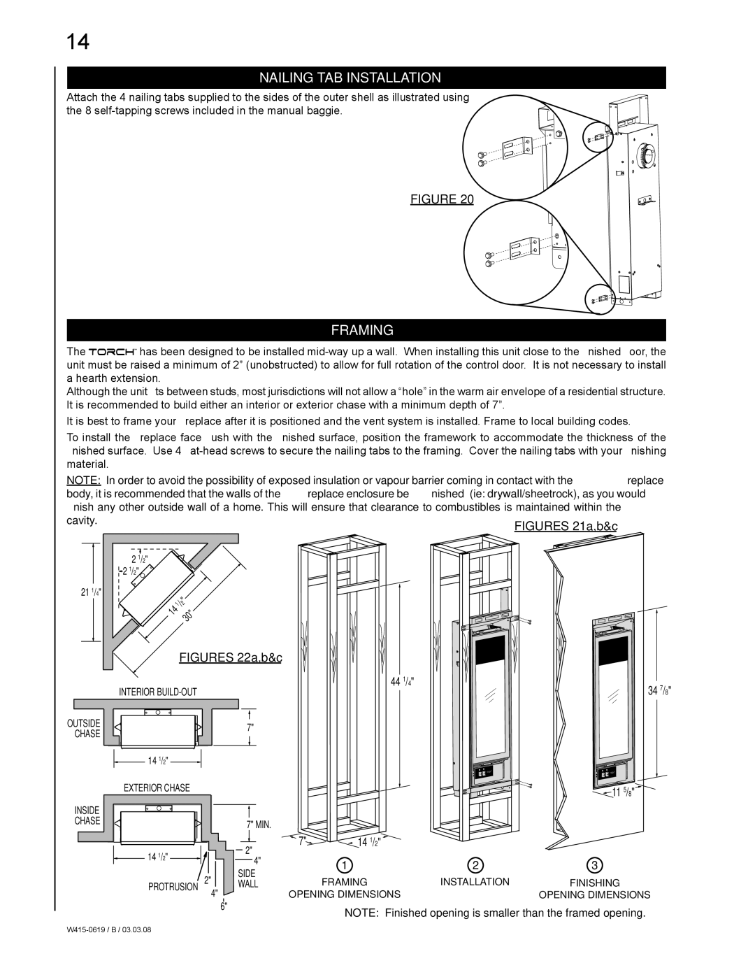 Napoleon Fireplaces GT8N, Fireplace, GT8P manual Nailing TAB Installation, Framing 