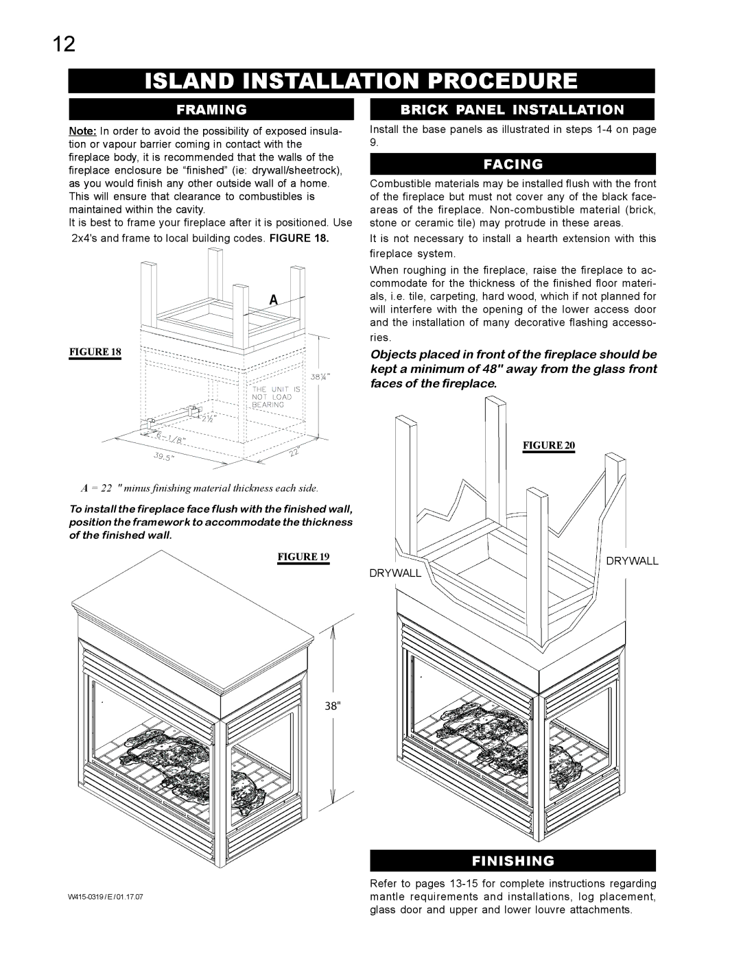 Napoleon Fireplaces fireplaces manual Island Installation Procedure 