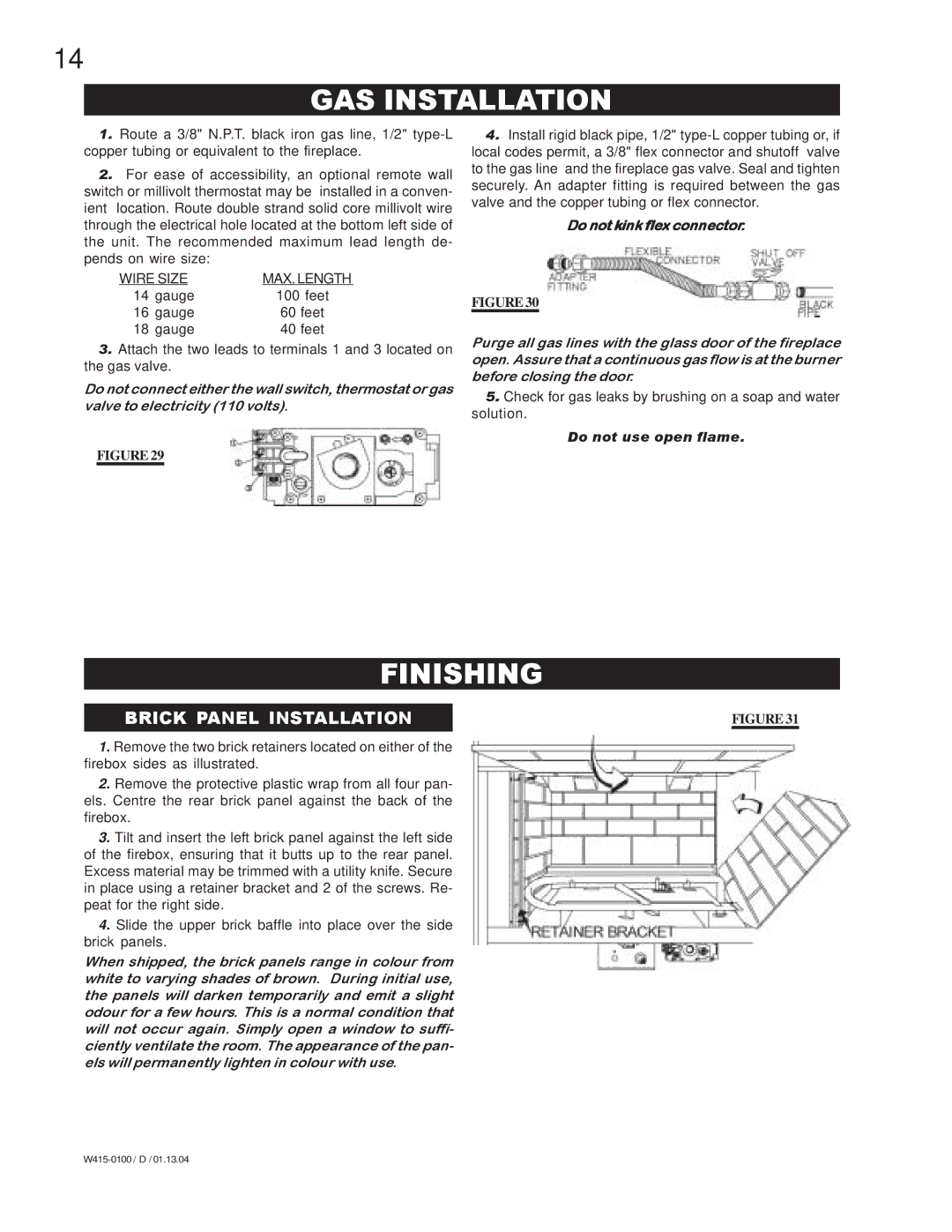 Napoleon Fireplaces GD45-N, GD45-P manual GAS Installation, Finishing 