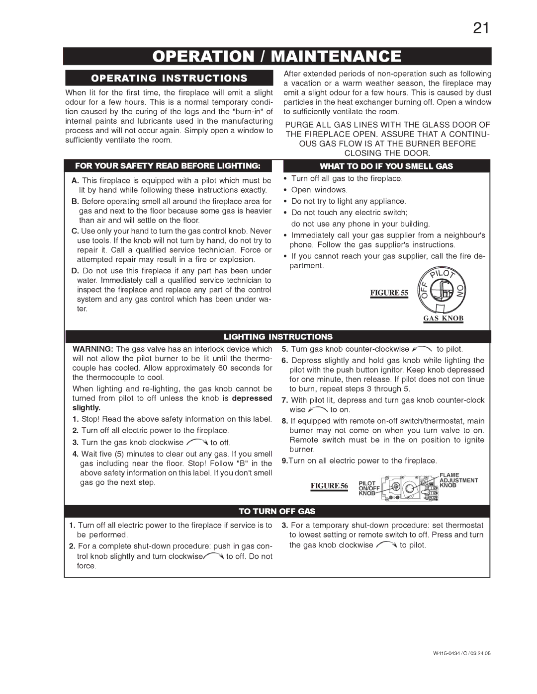 Napoleon Fireplaces GD70PT-S, GD70NT-S manual Operation / Maintenance, Operating Instructions 