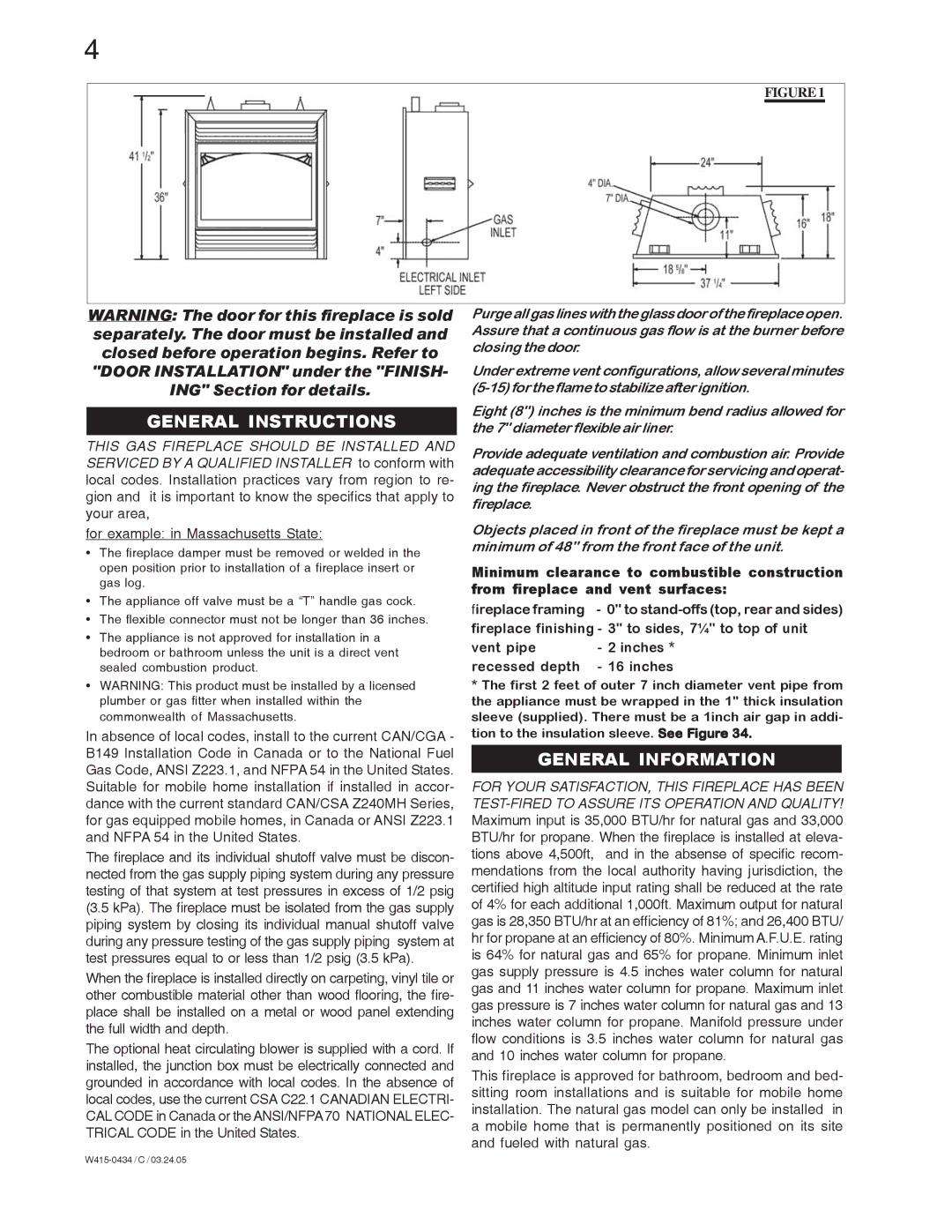 Napoleon Fireplaces GD70NT-S, GD70PT-S manual General Instructions, General Information 