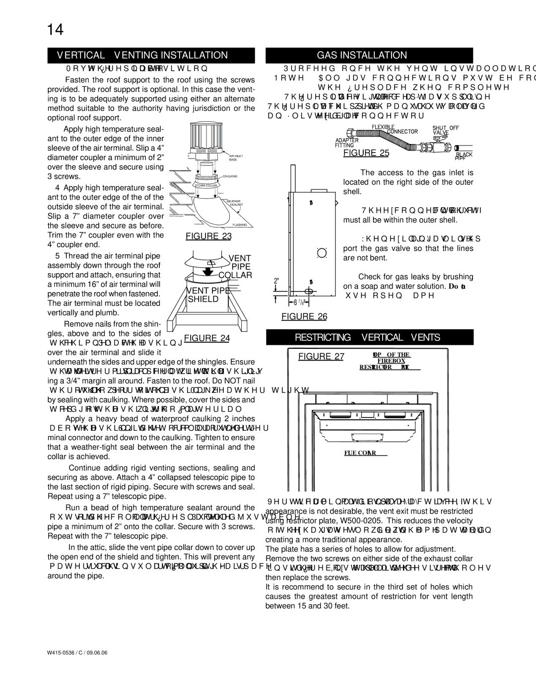 Napoleon Fireplaces GD82PT Vertical Venting Installation, GAS Installation, Restricting Vertical Vents, Use open flame 