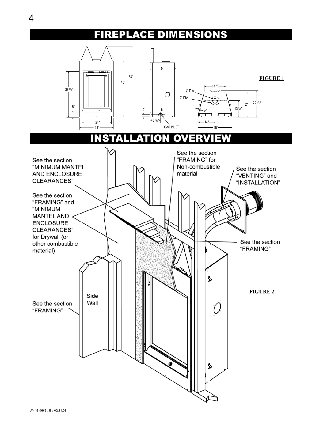 Napoleon Fireplaces GD82PT-PA, GD82NT-PA manual Fireplace Dimensions, Installation Overview 