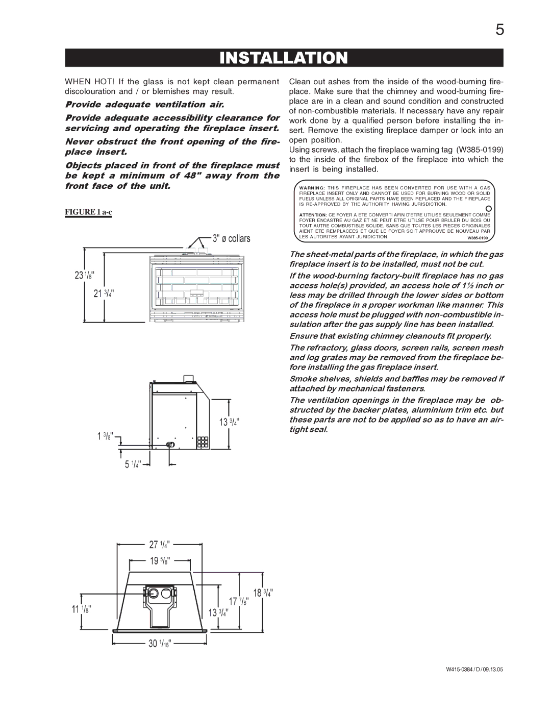 Napoleon Fireplaces GDI-30N, GDI-30P manual Installation 