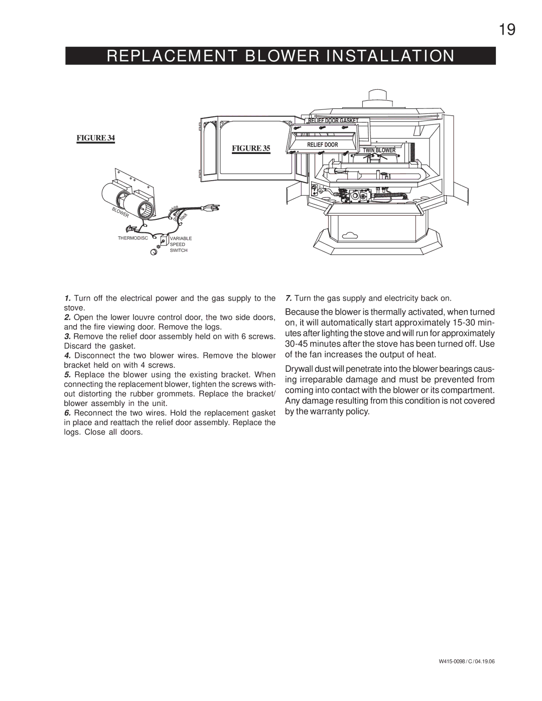 Napoleon Fireplaces GDS 50-P, GDS 50-N manual Replacement Blower Installation 