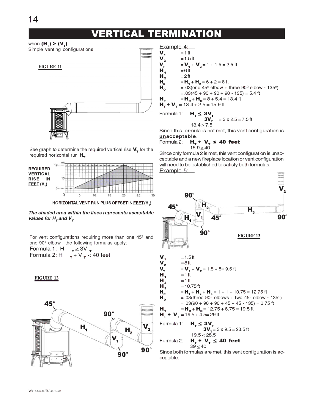 Napoleon Fireplaces GDS20P, Arlington GDS20N manual Formula 1 HT 3VT Formula 2 HT + VT 40 feet Example 