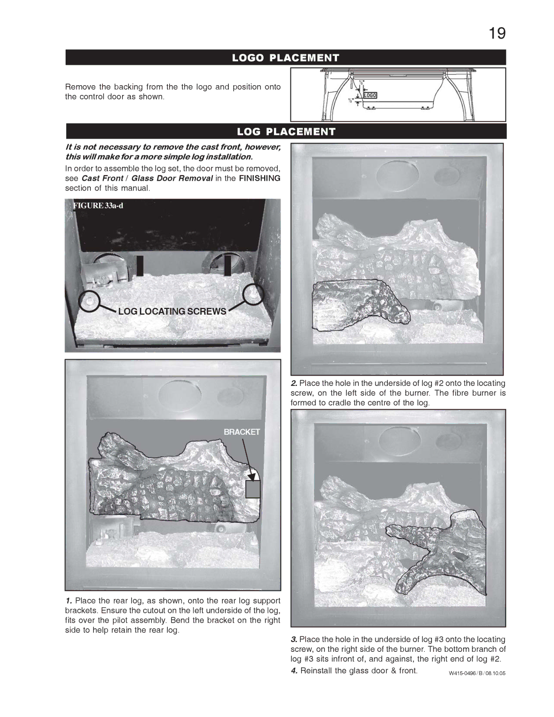 Napoleon Fireplaces Arlington GDS20N, GDS20P manual Logo Placement, LOG Placement 