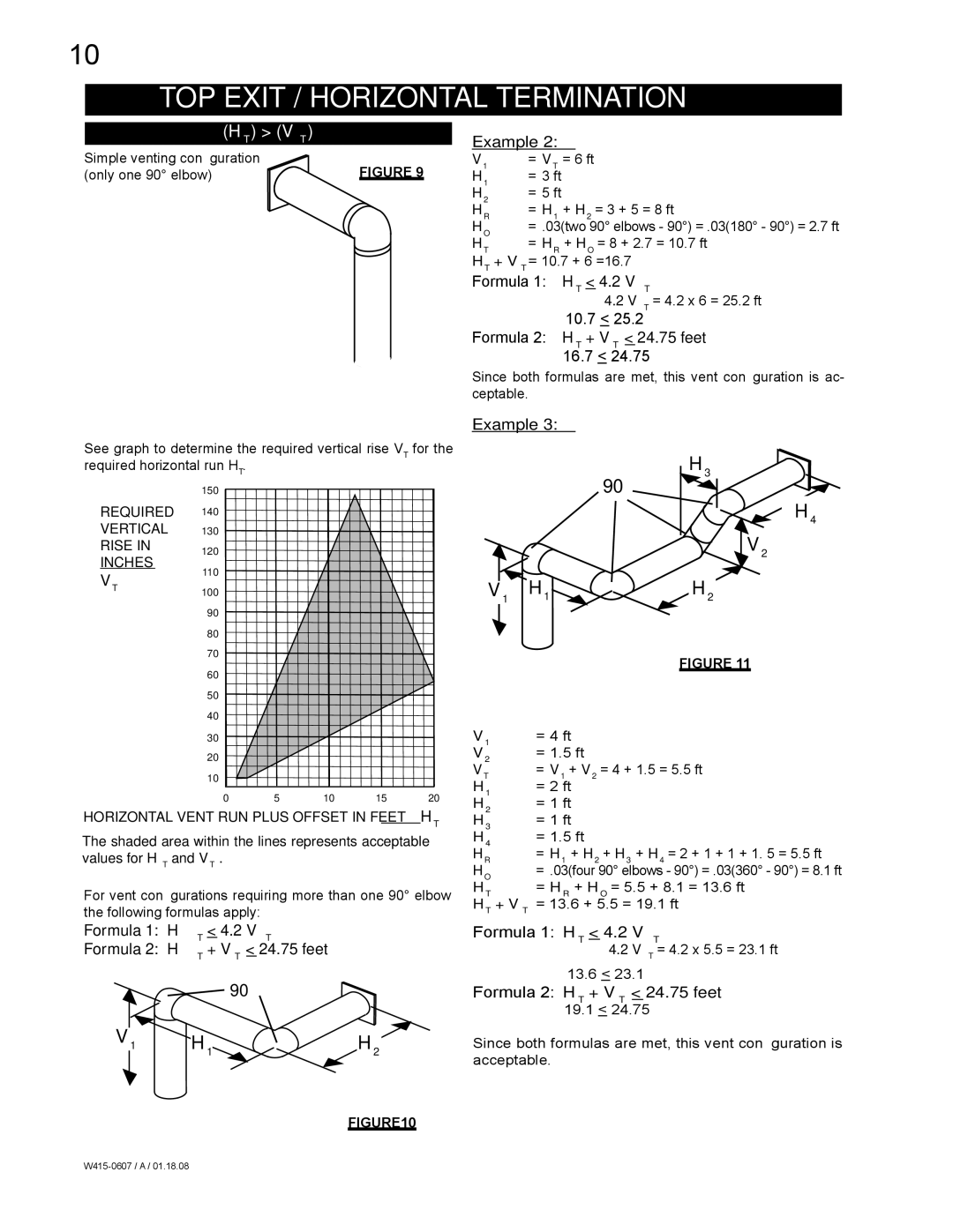 Napoleon Fireplaces GDS26P manual = H R + H O = 8 + 2.7 = 10.7 ft, + V T= 10.7 + 6 =16.7, T = 4.2 x 6 = 25.2 ft, Acceptable 